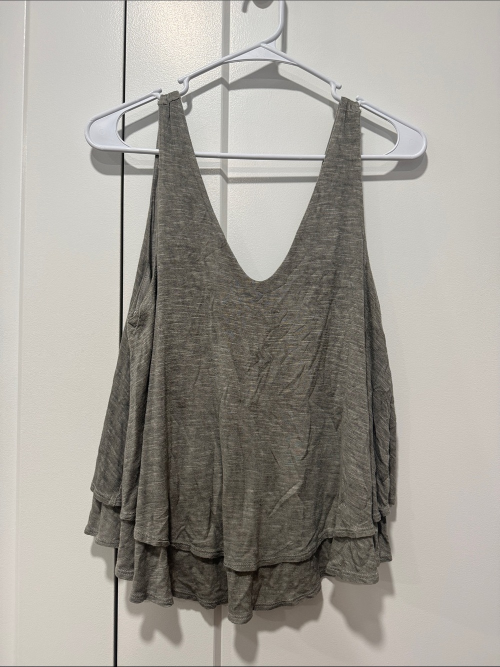 Soprano Gray Layered V-Neck Tank Top
